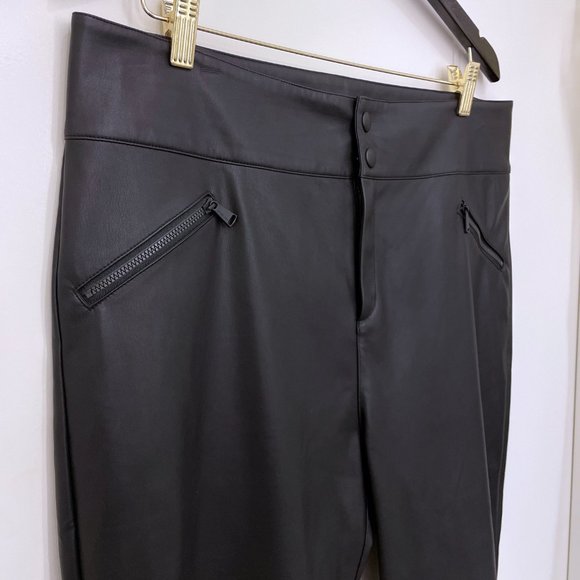 Alp N Rock Black Faux Leather Black Geneva Pant Slim Button Vegan XL Extra Large - Picture 3 of 8